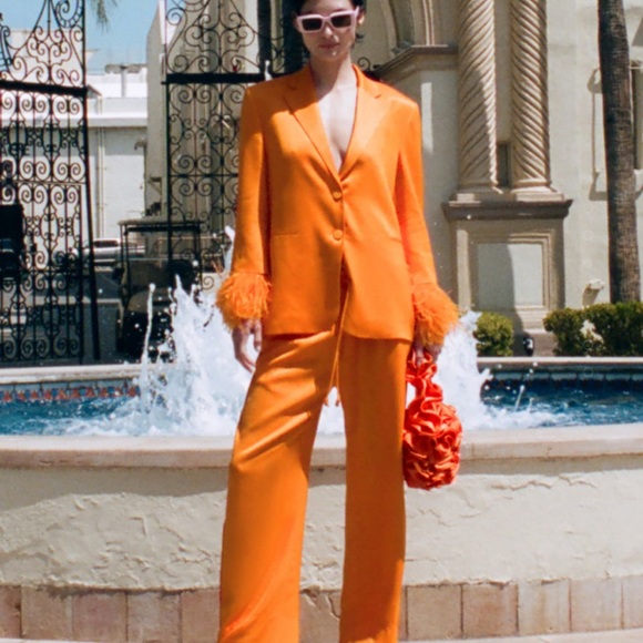 ZARA Feathered Blazer Orange - Picture 5 of 7